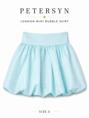 Petersyn Lennon Bubble Skirt Small NWT Aqua Stripe Mini Statement Skirt